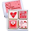 Happy Valentines Day Cookies Gift Basket, Decorated Vanilla Sugar Cookie Greeting Card, Unique Cool Food Gift Box, For Him, Her, Boy, Girl