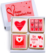 Happy Valentines Day Cookies Gift Basket, Decorated Vanilla Sugar Cookie Greeting Card, Unique Cool Food Gift Box, For Him, Her, Boy, Girl