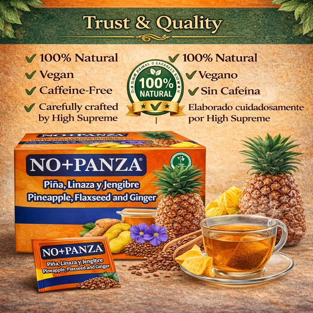 Herbal Tea by High Supreme - 30 Tea Bags,Ginger, Pineapple, Cinnamon & Flaxseed - 100% Natural,Vegan, Caffeine-Free Infusion-Traditional Herbal Blend