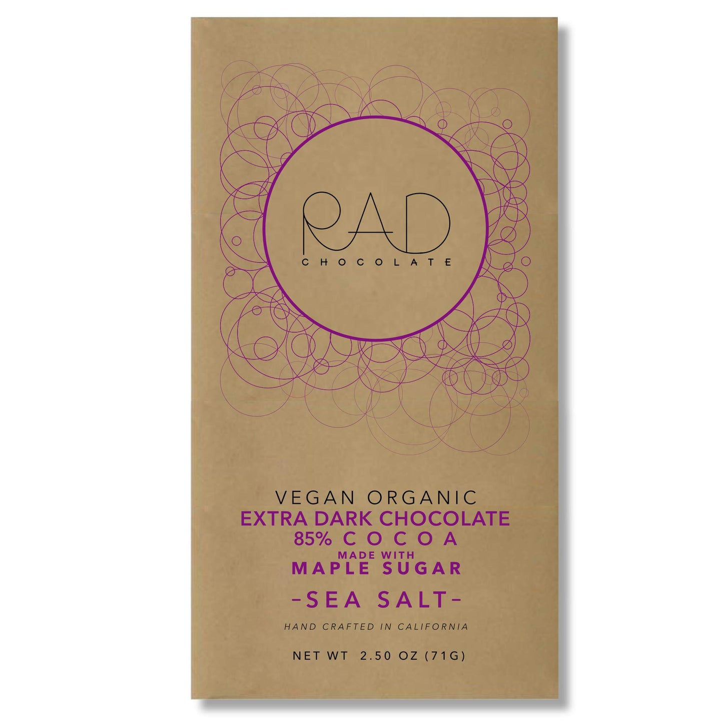 Rad Chocolate Vegan 85% Cacao Sea Salt Chocolate Maple Sugar | 3 pack | Certified Organic | Gluten & Soy Free Chocolate | Paleo Friendly