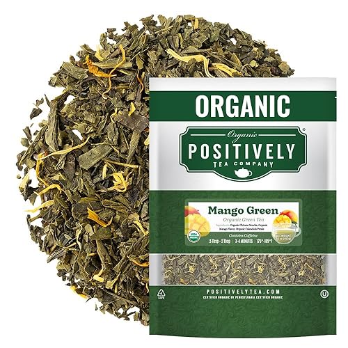 Organic Positively Tea Company, Mango Green, Green Tea, Loose Leaf, 16 Ounce