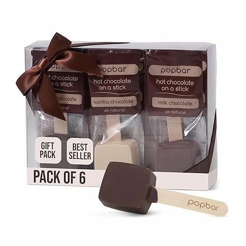 Popbar - Hot Chocolate Sticks - 6 Pack Variety Gift Pack Set Kit- 2 Dark, 2 Milk & 2 Vanilla White. Ideal for Holidays, Valentine's Day, Birthdays