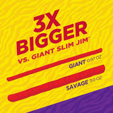 Slim Jim Savage Smoked Meat Sticks, Original Flavor, High Protein, 3.0 oz. (12 Count)