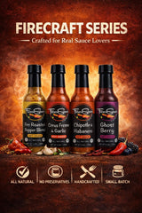 Hot Sauce Lover Gift Box by Fresco Sauce 4 Pack - Fire Roasted Pepper Blend - Citrus Fresno & Garlic - Chipotle & Habanero - Ghost Berry
