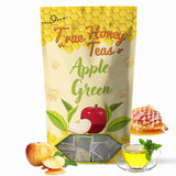 True Honey Apple Green Tea Bags - Honey Crystals Blended in Every Sachet - Young Hyson Green Tea with Apple - All Natural Contains Caffeine Tea Bag 24