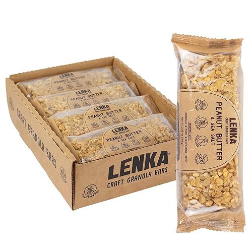 Lenka Bars - Peanut Butter & Sea Salt Snack Bars, Gluten Free, High Fiber, Kosher, Wholesome, No Artificial Flavors, Individually Wrapped - 12 Pack