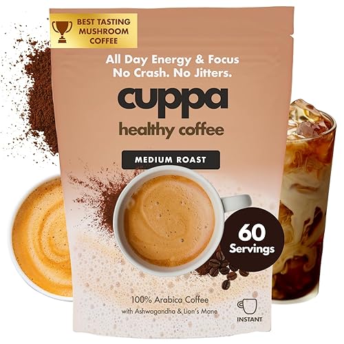 Cuppa Coffee - Great tasting medium roast with mushrooms, adaptogens & superfoods - Lion's Mane, Ashwagandha, Cordyceps, MCT, Prebiotic Fiber