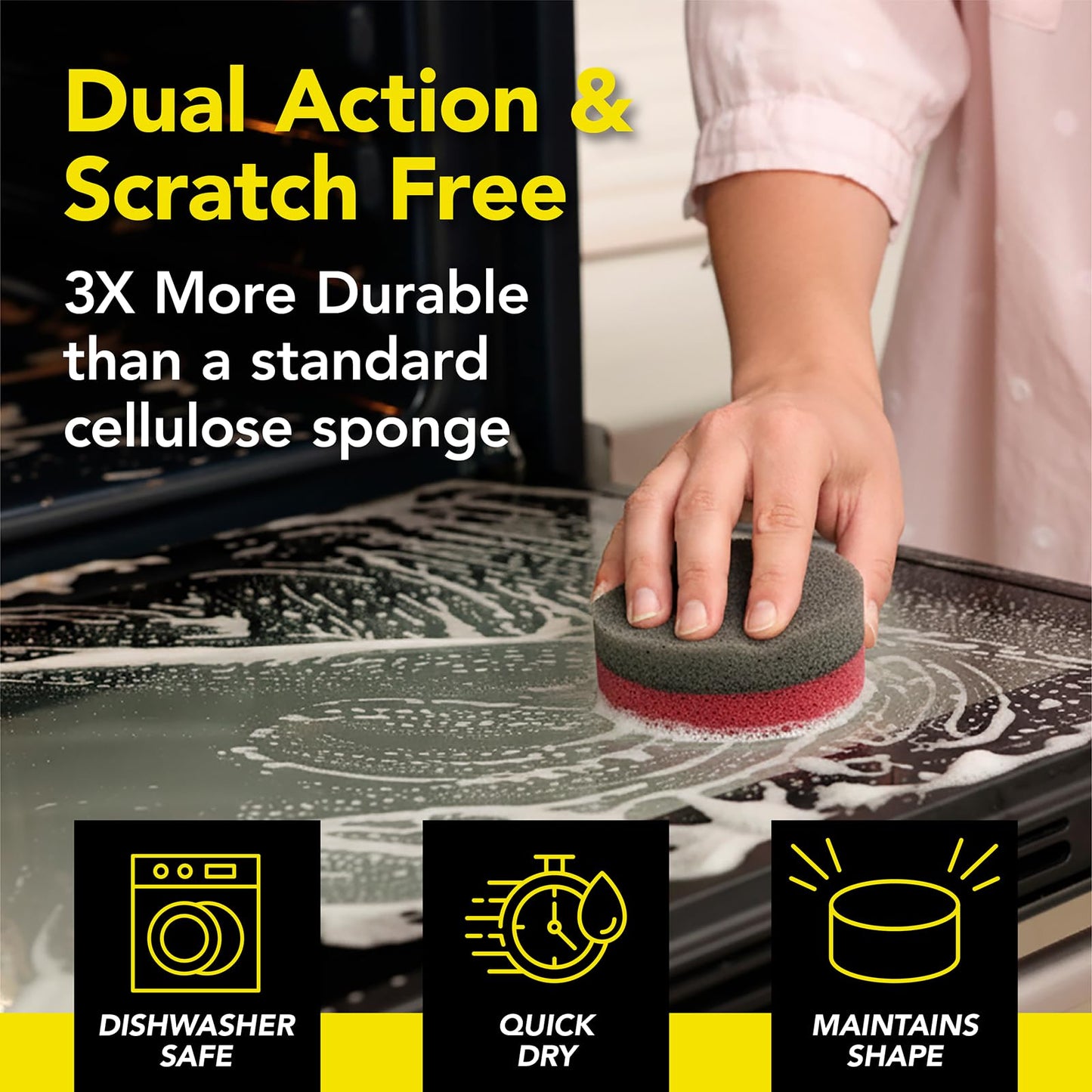 Weiman Heavy Duty Stove and Oven Cleaner 3 Piece Total Clean Kit, For Baked on Grease, Grime, Carbonized Food, Includes Foaming Cleaner (24oz)