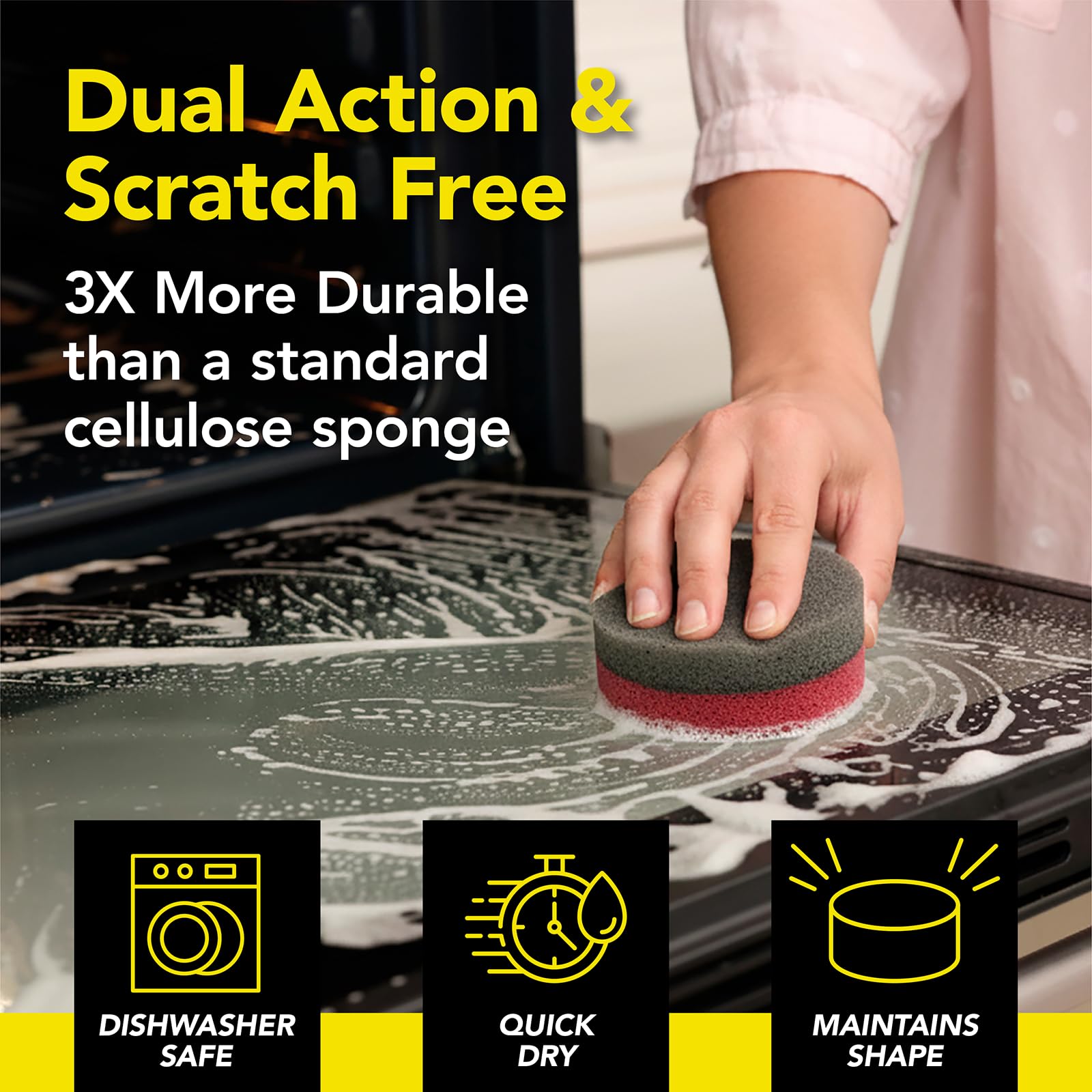 Weiman Heavy Duty Stove and Oven Cleaner 3 Piece Total Clean Kit, For Baked on Grease, Grime, Carbonized Food, Includes Foaming Cleaner (24oz)