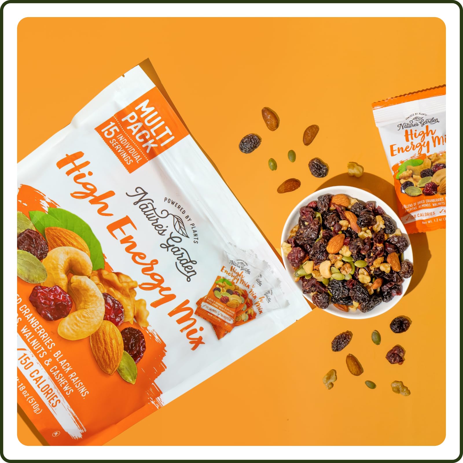 Nature's Garden High Energy Mix, Deluxe Mixed Nuts, Energy Boost, High Energy Trail Mix, Cranberries, Raisins, Almonds, Walnuts, Cholesterol Free