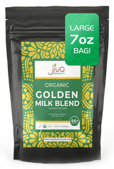 Jiva Organics Turmeric Tea Latte - Golden Milk Powder 7 Ounce (200g) - Ashwagandha, Cardamom, Ginger, Black Pepper & More