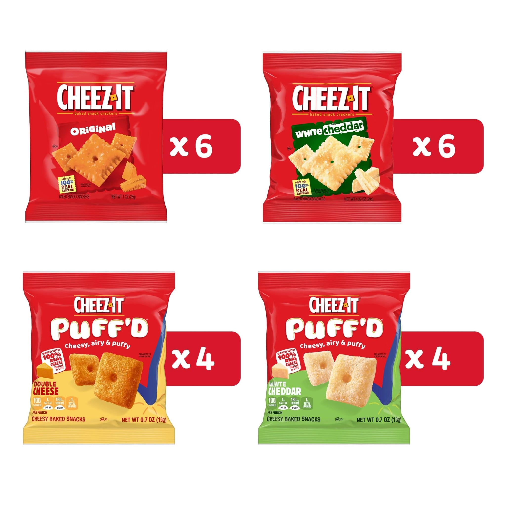 Cheez-It Cheese Crackers, Baked Snack Crackers, Office and Kids Snacks, Variety Pack, 17.72oz Box (20 Pouches)