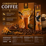 Laura Cordyceps Mushroom Coffee, Vietnamese Instant Coffee 3 in 1, Energy Focus Coffee Mix, 10 Sachets, Strong Coffee Flavor