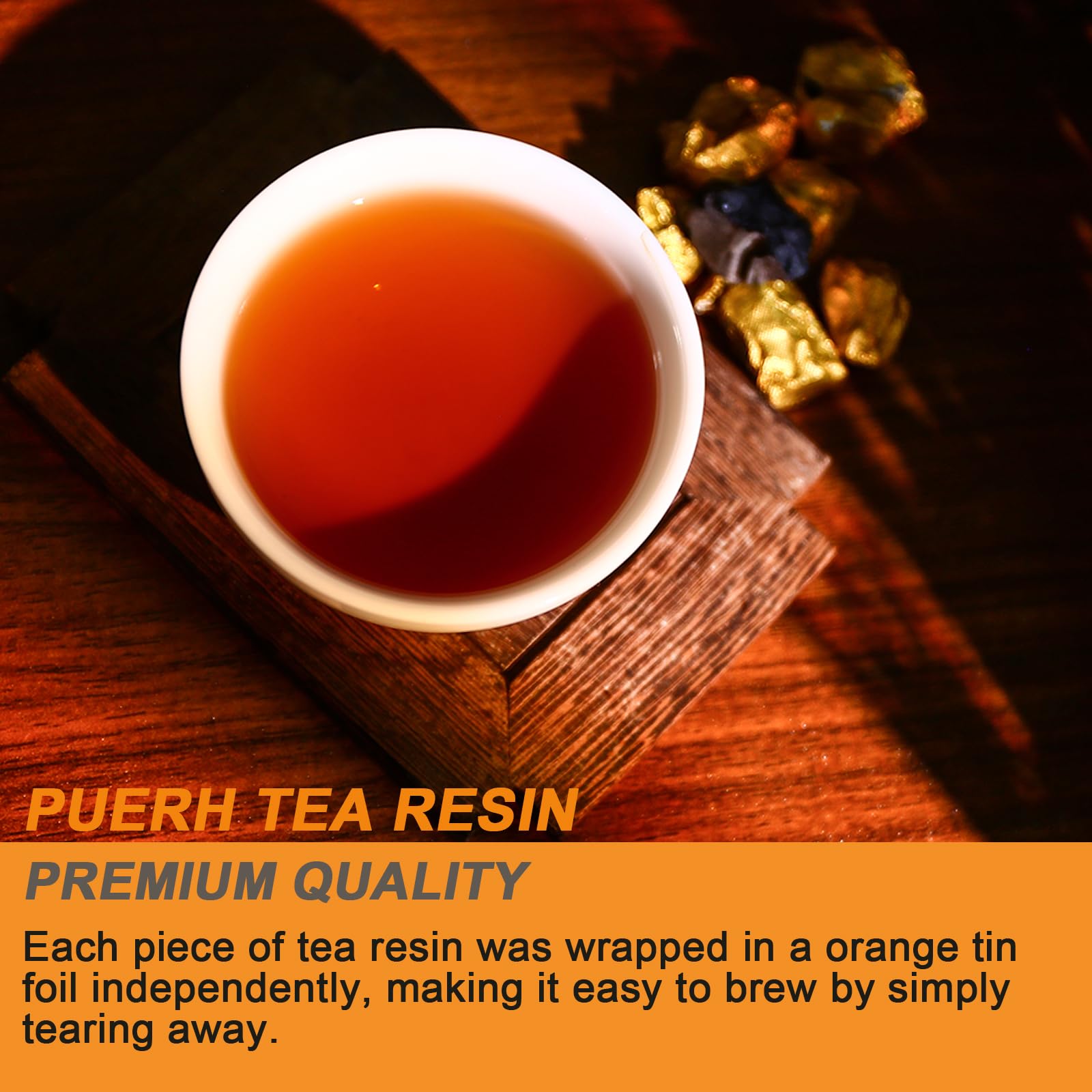 FullChea - Pu-erh Tea Resin - Instant Tea Resins - Chagao 2009 Aged Fermented Yunnan Ripe Pu Erh, Medium Caffeine - Helps Digestion - 3.53oz / 100g