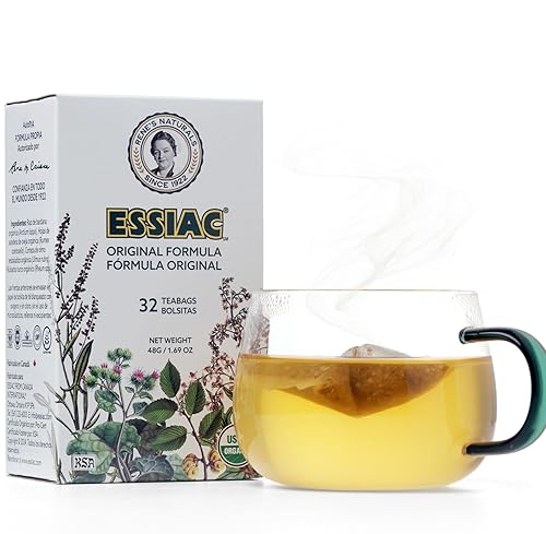Rene’s Naturals Essiac Tea Bags - USDA Organic - Original 4-Herb Formula Since 1922 -, Non-GMO, Vegan - 32 Teabags - Gentle Daily Cleansing