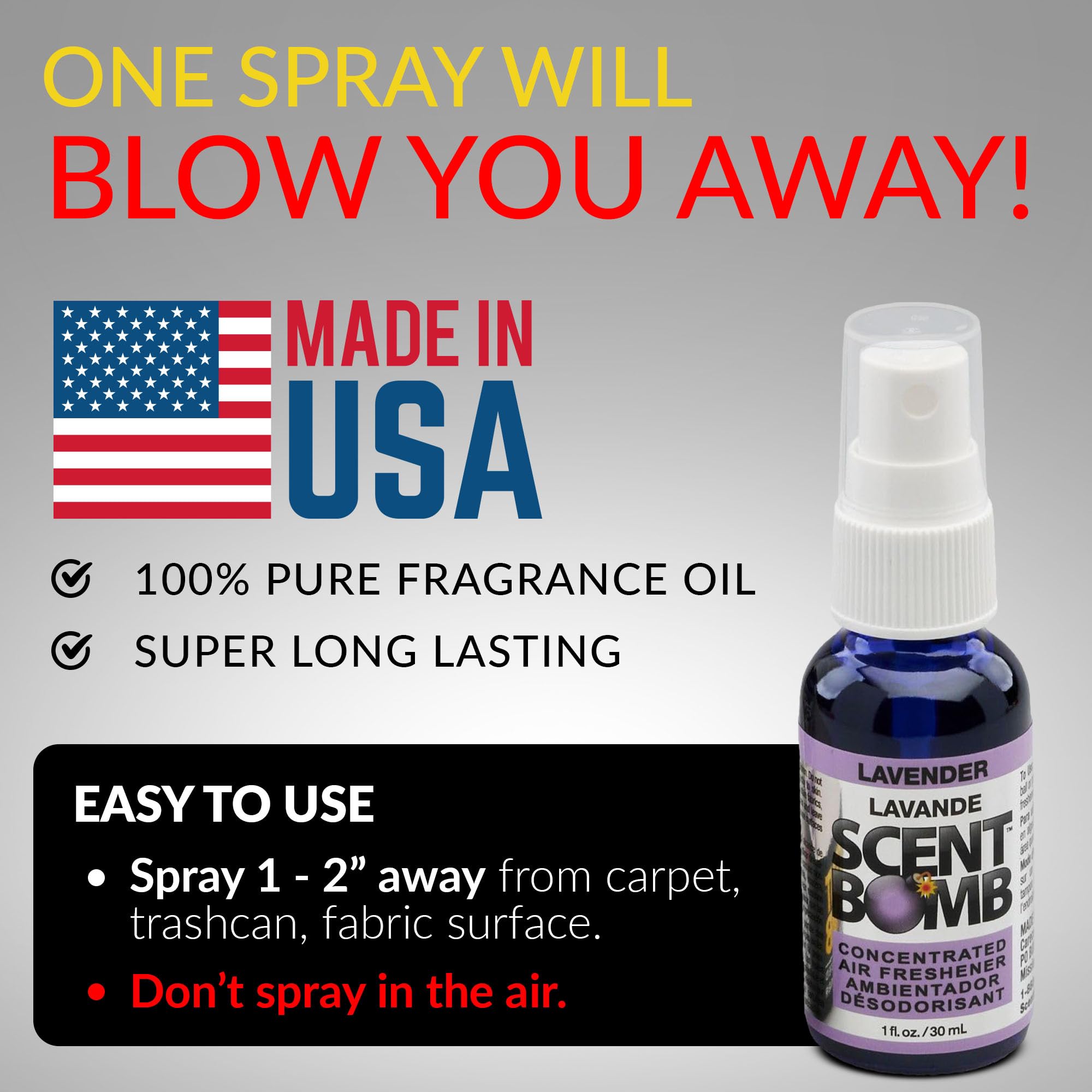 Scent Bomb Air Freshener Spray, Long-Lasting Odor Eliminator - Effective Deodorizer for Home & Car, Fresh Room Spray for Kitchen, Bathroom & Smell