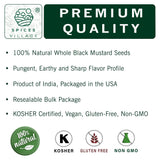SPICES VILLAGE Black Mustard Seeds, 8 oz, Whole Mustard Spice for Pickling and Chutney, Kosher, Gluten Free, Non GMO, Resealable Bulk Bag