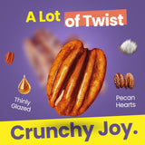 Yomms Crunchy Joy Glazed Whole Pecan Halves, 3.5 oz, Gluten-Free & Non-GMO Healthy Dessert Snack - Low Sugar Classic Candied Nut Pouch - Roasted
