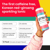 ginsa Sparkling Ginseng Energy Drink with Korean Red Ginseng | Natural Energy Booster | Non-GMO, Supports Focus & Clarity with Pure Ginseng Root, No
