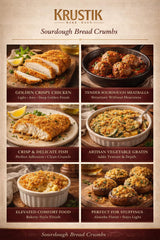 Krustik Sourdough Original Panko Bread Crumbs - Breadcrumbs 11.4 Oz Bag Breading for Baking, Seasoning, Chicken, Fish, Soup, Salad, Stuffing, Meatloaf