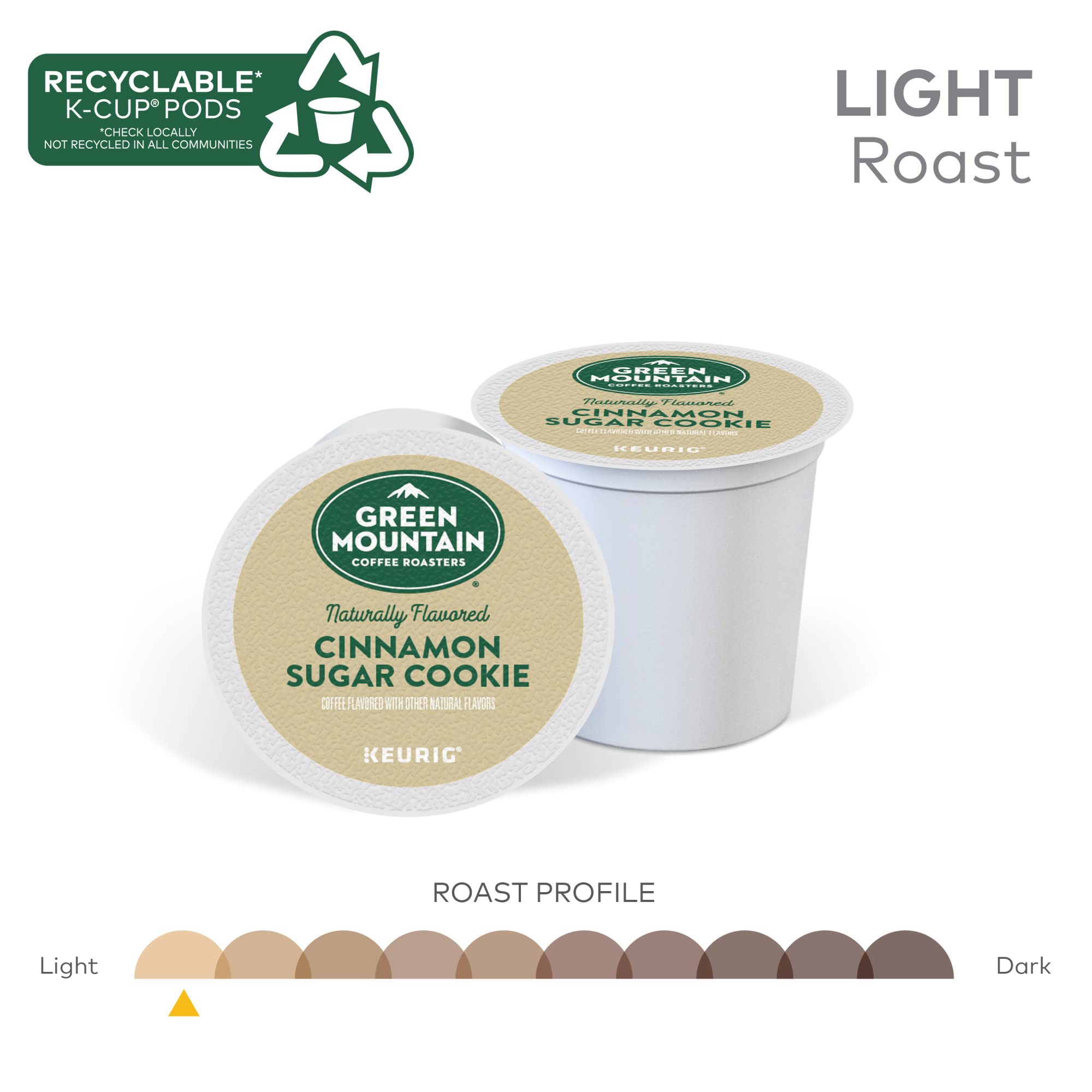 Green Mountain Coffee Roasters light roast Pod Cinnamon Sugar Cookie Coffee, 12 Count
