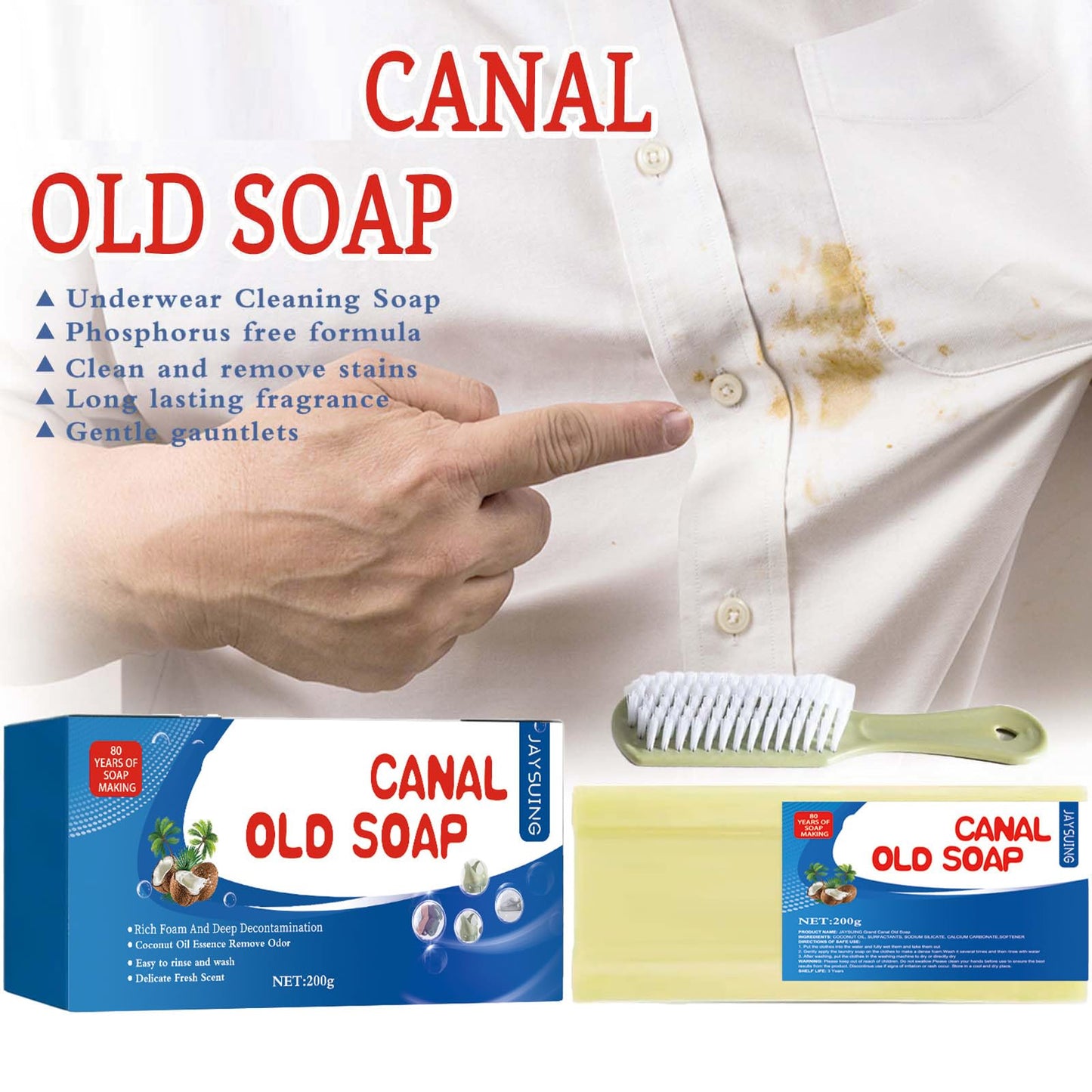 Grand Underwear Cleaning,Canal Old Soap with Brush,Laundry Bars Grand, underwear cleaning, canal old soap long lasting fragrance (2pcs)