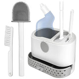 Silicone Toilet Brush and Holder Set with 2 Toilet Bowl Brushes, Ventilation Slots Base