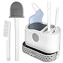 Silicone Toilet Brush and Holder Set with 2 Toilet Bowl Brushes, Ventilation Slots Base