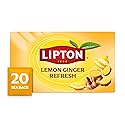 Lipton Lemon Ginger Tea Bags, caffeine free Tea, Refresh Fruit and Herbal Tea, Individually Wrapped, 20 Tea Bags