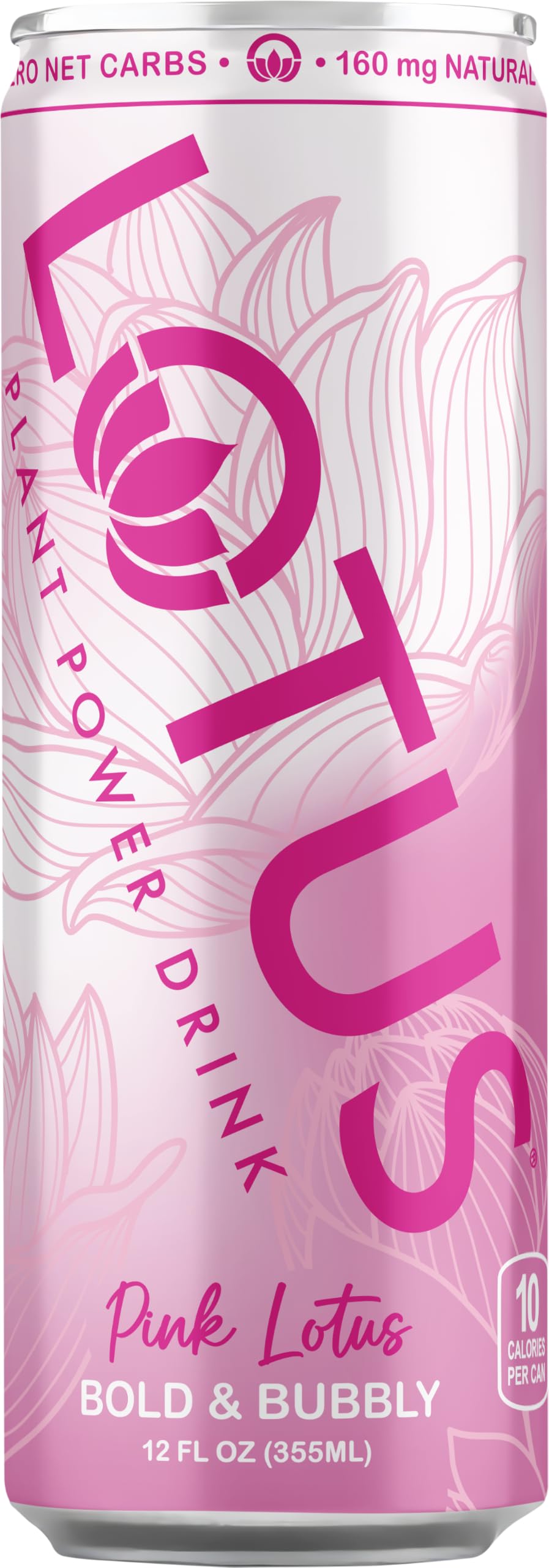 Pink Lotus Raspberry Plant Power® Zero Sugar 160 mg, 12 Pack 12 oz Cans