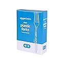 Amazon Basics Disposable Clear Plastic Forks, Premium Quality, BPA Free, for Everyday Use, 48 Count