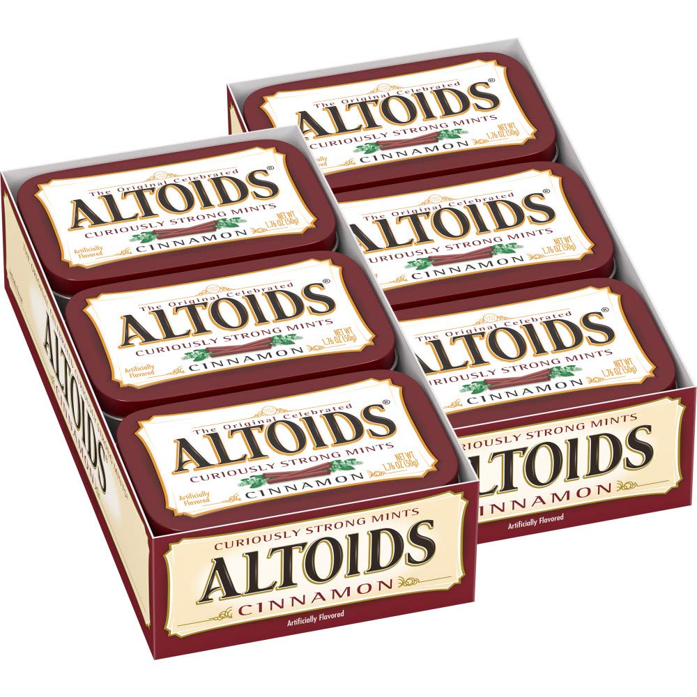 ALTOIDS Classic Cinnamon Hard Candy Breath Mints Bulk, 1.76 oz Tin (Pack of 12)