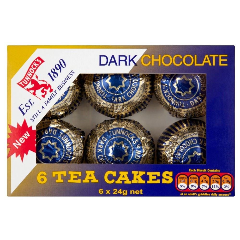 Tunnock's Dark Chocolate Teacakes (6 per pack - 144g) - Pack of 2