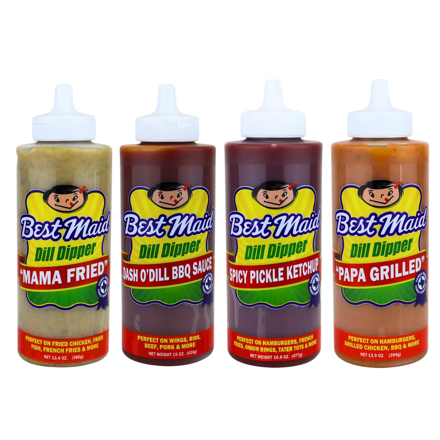 Best Maid Pickle Sauce - Mamma Fried, Dash O’Dill BBQ, Spicy Pickle Ketchup & Papa Grilled - Tangy, Bold & Dill Flavors for Burgers, Fries & BBQ (4