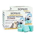 SOPAMI Washing Machine Cleaner Tablets 24-Pack (12 Month Supply) for HE/Top/Front Load Washers - Removes Stubborn Pet Hair, Odors, Mold & Residue