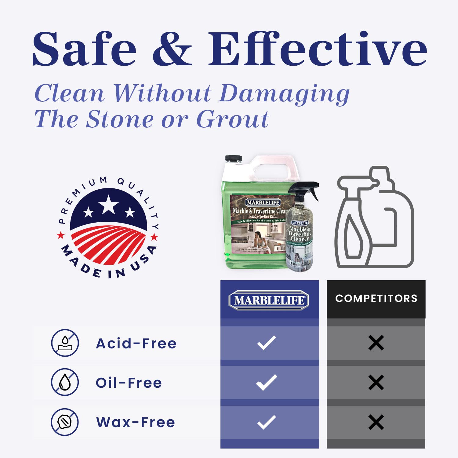 Marblelife InterCare Marble and Travertine Cleaner, Natural Stone & Terrazzo Liquid Cleaner, Shower & Tile Surface Care, Floor, Walls & Countertop