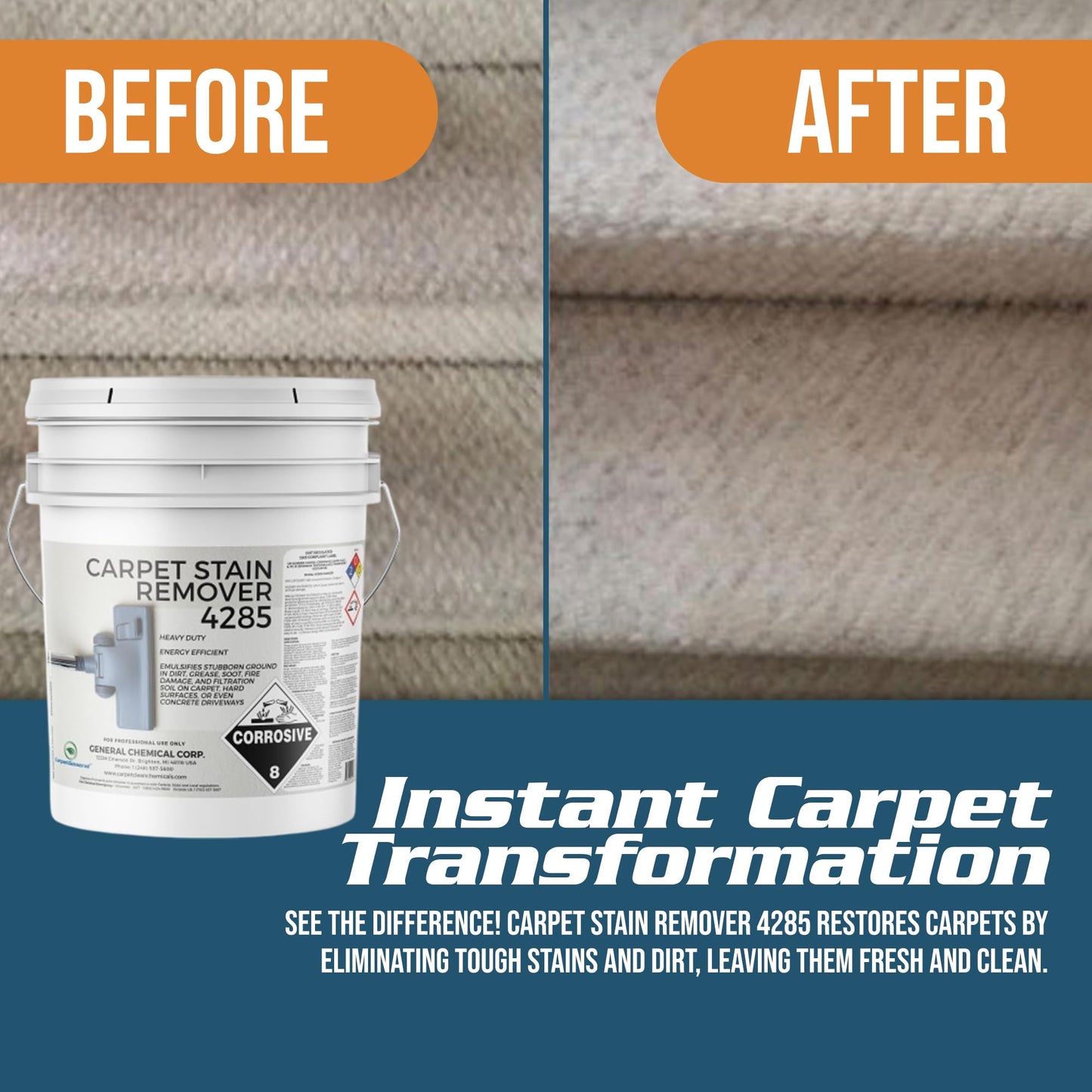 CarpetGeneral - Heavy Duty Carpet Stain Remover 4285 - Easy Clean and Professional Carpet Cleaner Products - Residential & Commercial Multi-Purpose