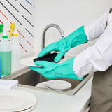 Restaurantware-Clean Tek Professional 15 Mil Extra Large Cleaning Gloves, 1 Pair Of Long Cuff Gloves - Flock Lining, No-Powder, Green Nitrile Chemical