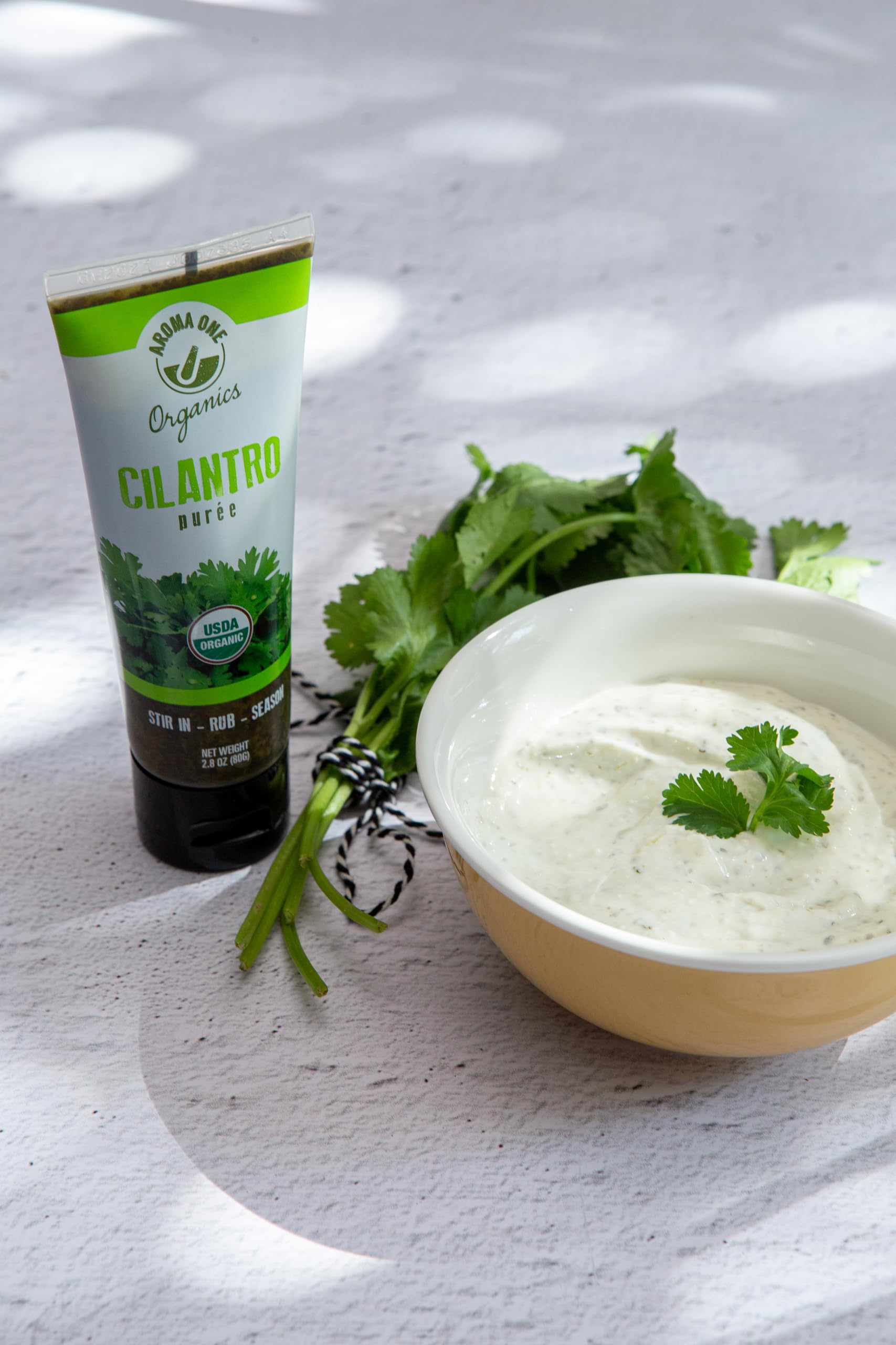 Aroma One Cilantro Puree Paste - Organic Herb Concentrate for Cooking, Seasoning & Sauces - Fresh Flavor Enhancer, Non-GMO, Gluten-Free, Vegan - Easy