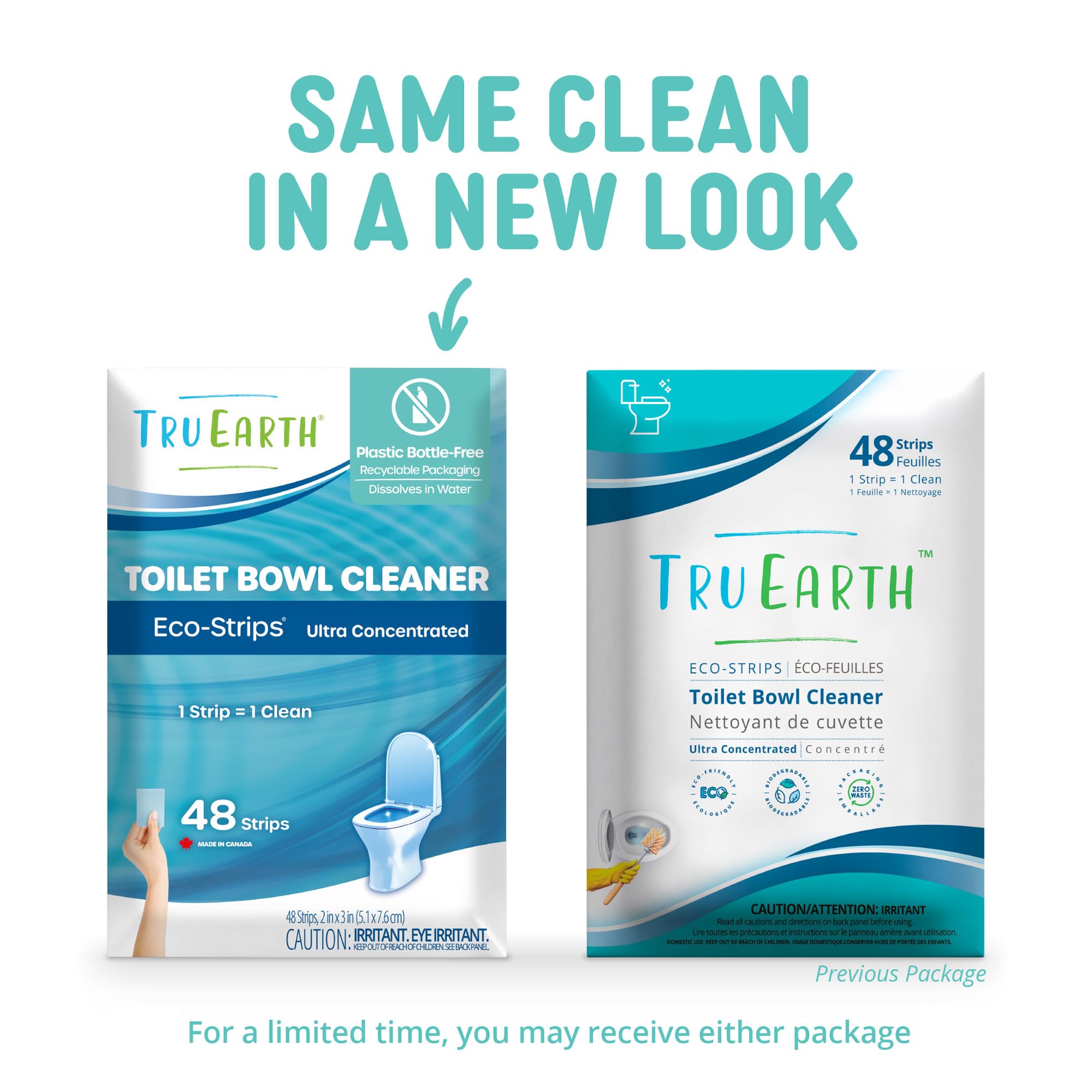 Tru Earth Toilet Bowl Cleaner Eco-Strips | Plastic Jug-Free, Septic-Safe For Cleaning | Easy to Use | 48 Strips