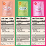 Meggo Sweets Gummie Smoochies Variety Pack - Organic Gummy Candy, Low Sugar, Gluten Free, Vegan, Non GMO, Peach, Honeydew & Sour Strawberry, Boosted