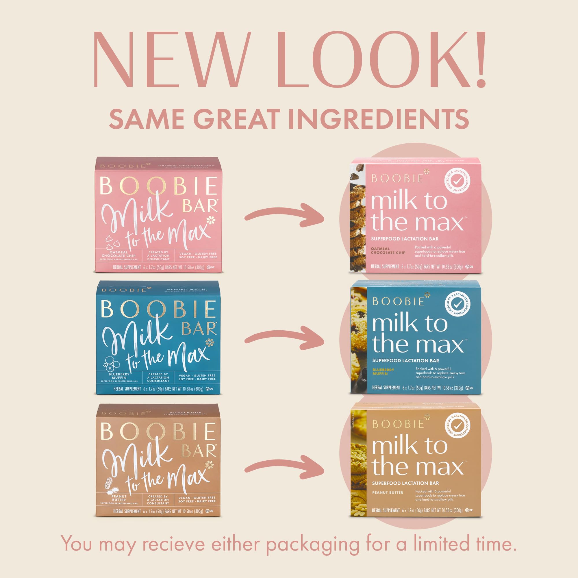 Boobie Bar Superfood Lactation Bar Variety Pack, Lactation Snacks for Breastfeeding Moms to Increase Milk Supply, Fenugreek-Free, Gluten-Free