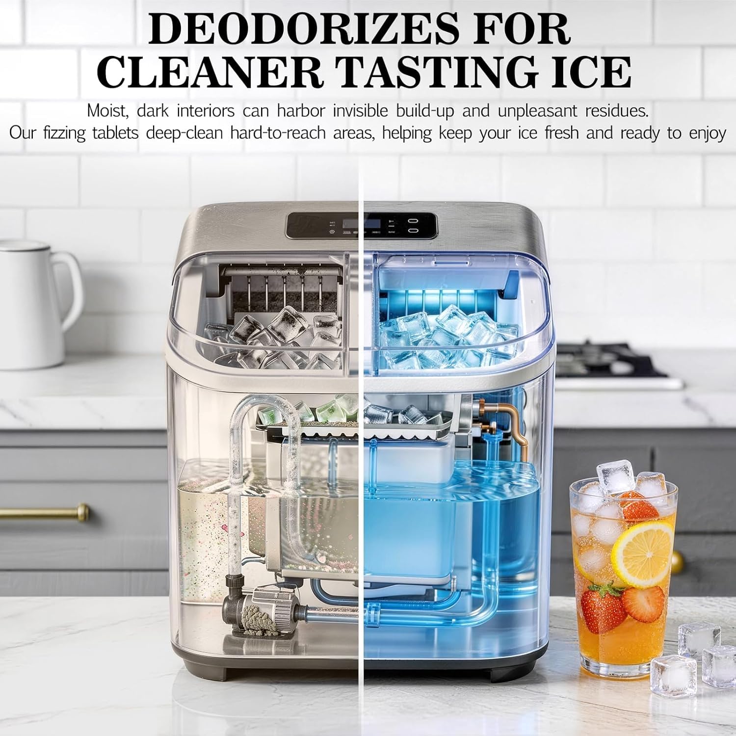 Bellaluce Ice Machine Cleaner Tablets, Portable & Commercial Ice Makers, Food-Grade Scale Remover for Fresh, Odor-Free Ice