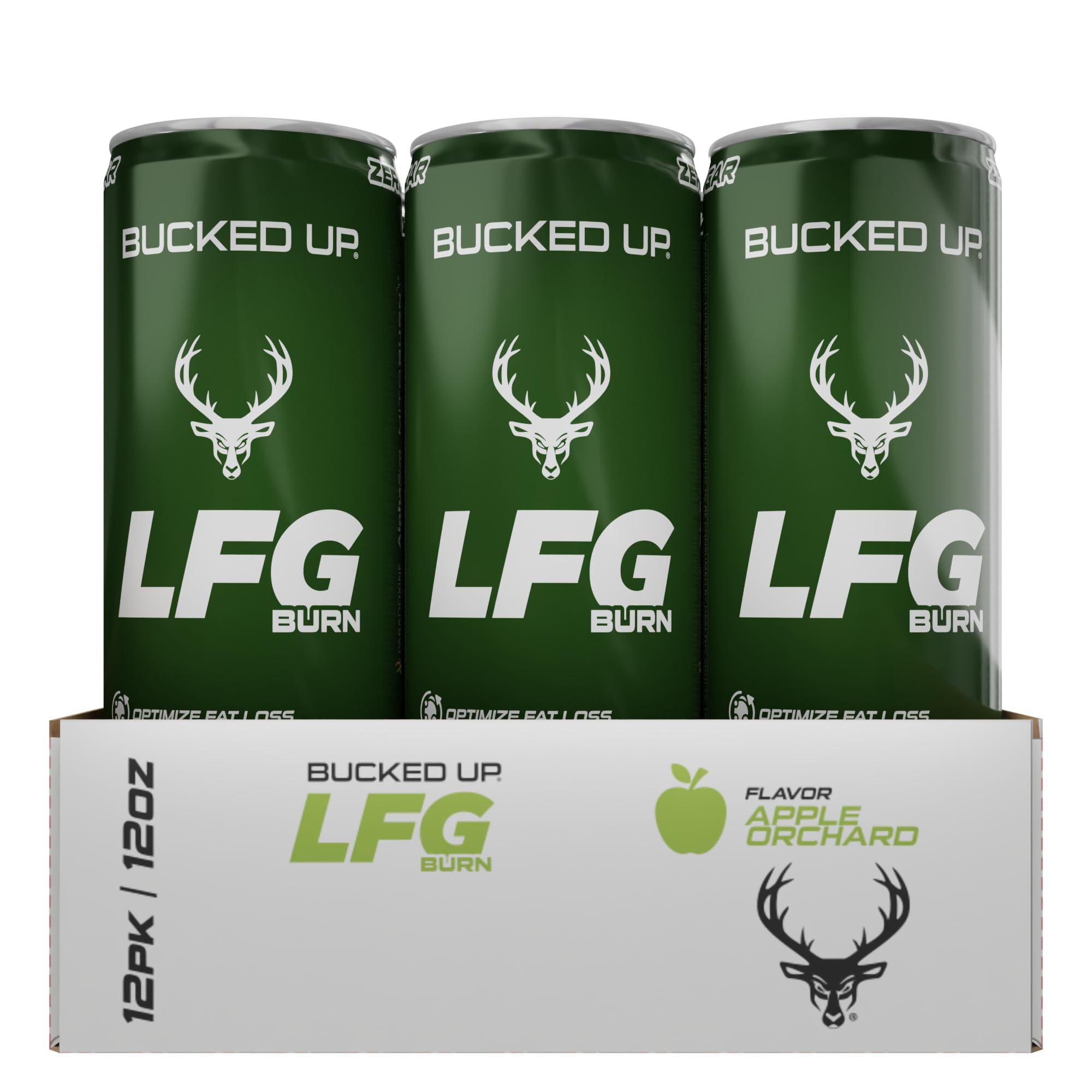Bucked Up LFG BURN Energy Drink - Zero Sugar - 12 Pack (Apple Orchard)