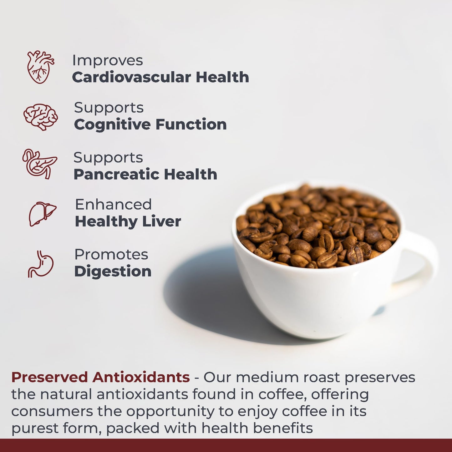 Quantum Organic Whole Roasted Coffee Beans - Medium Roast, From Guji Region of Ethiopia, Crafted for Optimal Health Benefits, Sweet & Fruity
