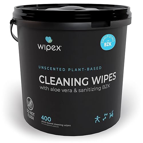 Wipex Gym & Fitness Cleaning Wipes, 400ct Dispensing Bucket with Sanitizing BZK for Hands, Great for Gym, Studios and Fitness Centers 400 Count (Pack