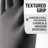 Tribello LIBMAN Heavy Duty Black Rubber Gloves - Chemical Resistant Glove - Reusable Mechanics Grip Gloves - Industrial, Cleaning, Dishwashing