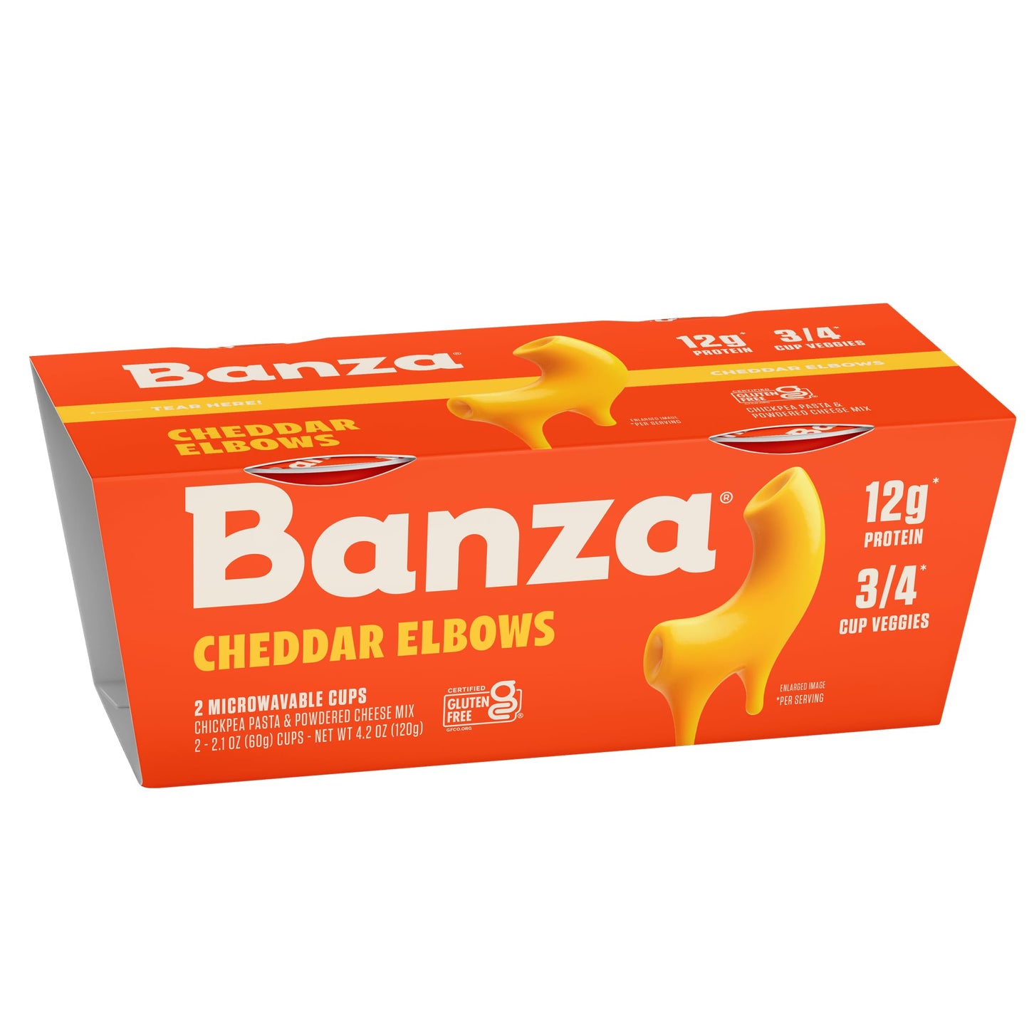 Banza Microwave Mac and Cheese Cups - Elbows & Classic Cheddar Cheese - High Protein, Gluten Free, Convenient and Kid Friendly Mac and Cheese Cups