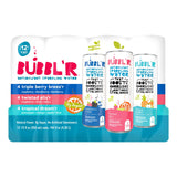 BUBBL'R Sparkling Water, 3 Flavors with Natural Caffeine, triple berry breez'r, twisted elix'r, tropical dream'r, Antioxidants, 0 Sugar - 12 Fl Oz