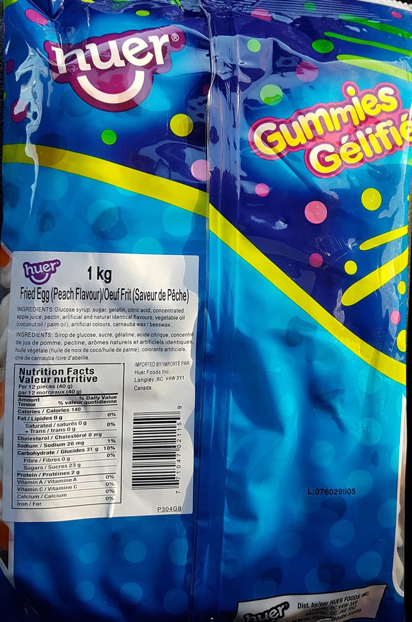 Huer Fried Eggs Gummy Candy 1kg/2.2 lbs., Imported from Canada)
